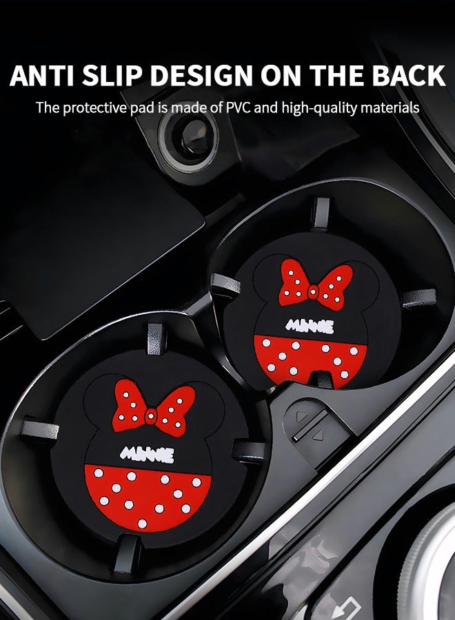 GROIC 2pcs Car Cup Pad Car Cupholder Coaster Absorbent,Cute Kawaii Cartoon Minnie Design PVC Automotive Cup Holder,Automotive Interior - Image 3