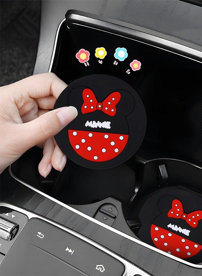 GROIC 2pcs Car Cup Pad Car Cupholder Coaster Absorbent,Cute Kawaii Cartoon Minnie Design PVC Automotive Cup Holder,Automotive Interior - Image 5