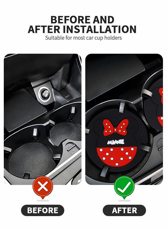 GROIC 2pcs Car Cup Pad Car Cupholder Coaster Absorbent,Cute Kawaii Cartoon Minnie Design PVC Automotive Cup Holder,Automotive Interior - Image 4
