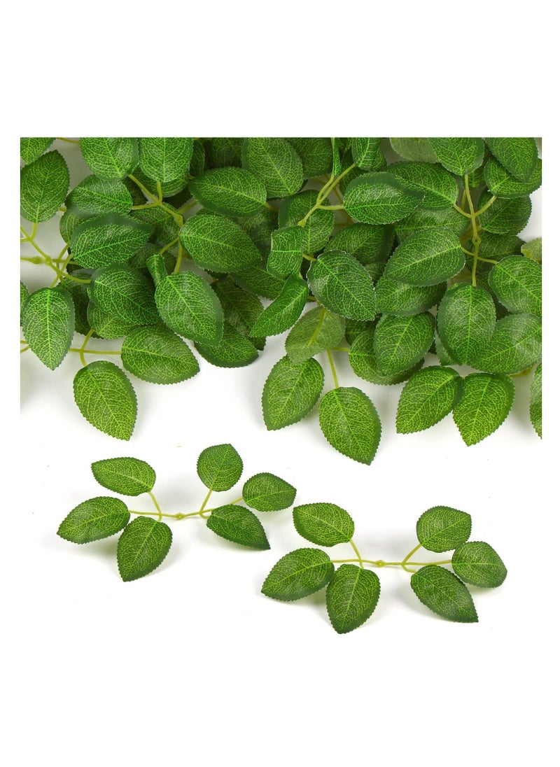 XiuWoo - 100Pcs Artificial Rose Leaves, Fake Flower Leaves Faux Silk Green for Wedding Bouquets Birthday Party Centerpieces - Image 1