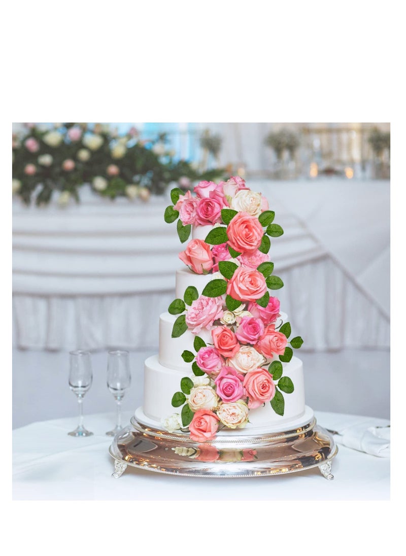 XiuWoo - 100Pcs Artificial Rose Leaves, Fake Flower Leaves Faux Silk Green for Wedding Bouquets Birthday Party Centerpieces - Image 1