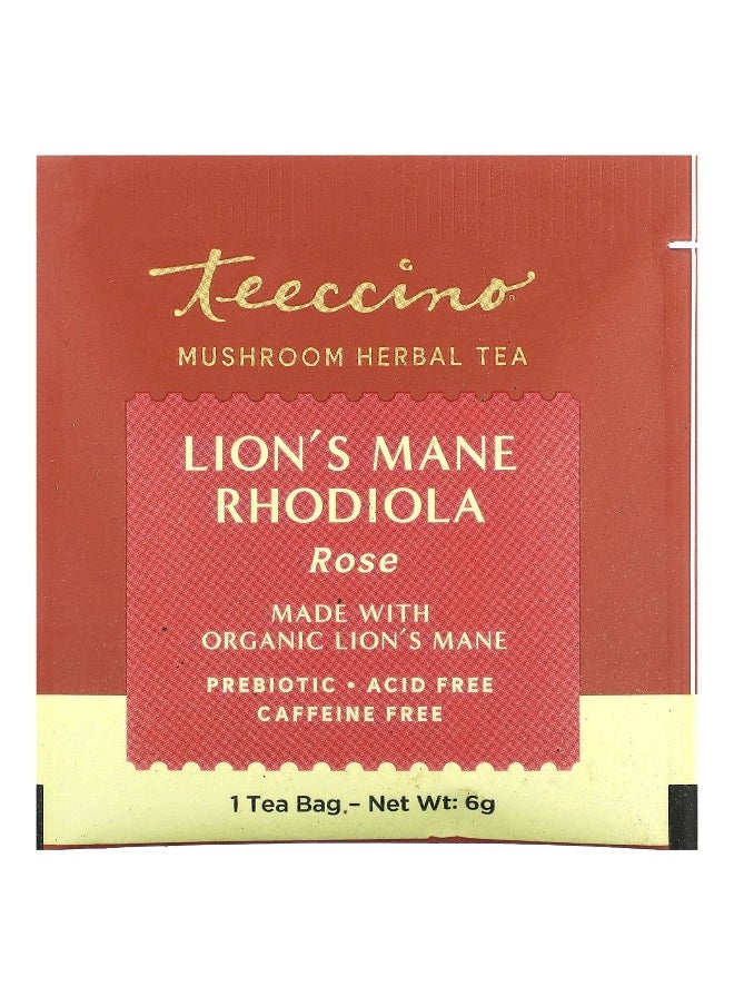 teeccino - Teeccino, Mushroom Herbal Tea, Lion's Mane Rhodiola, Rose, Caffeine Free, 10 Tea Bags, 2.12 oz (60 g) - Image 1