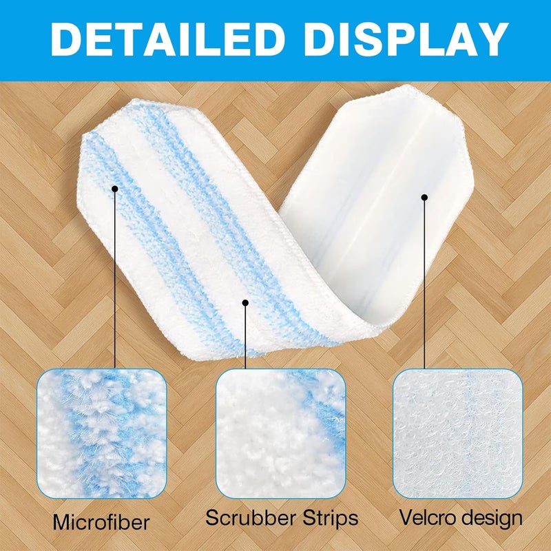Geborn 12 Pack Microfiber Mop Pads Refill for O-Cedar H2prO Flat Mop System, Washable and Reusable Mop Replacement Heads for Floor Deep Cleaning, Mop Pad Refills for Wet and Dry Floor - Image 3
