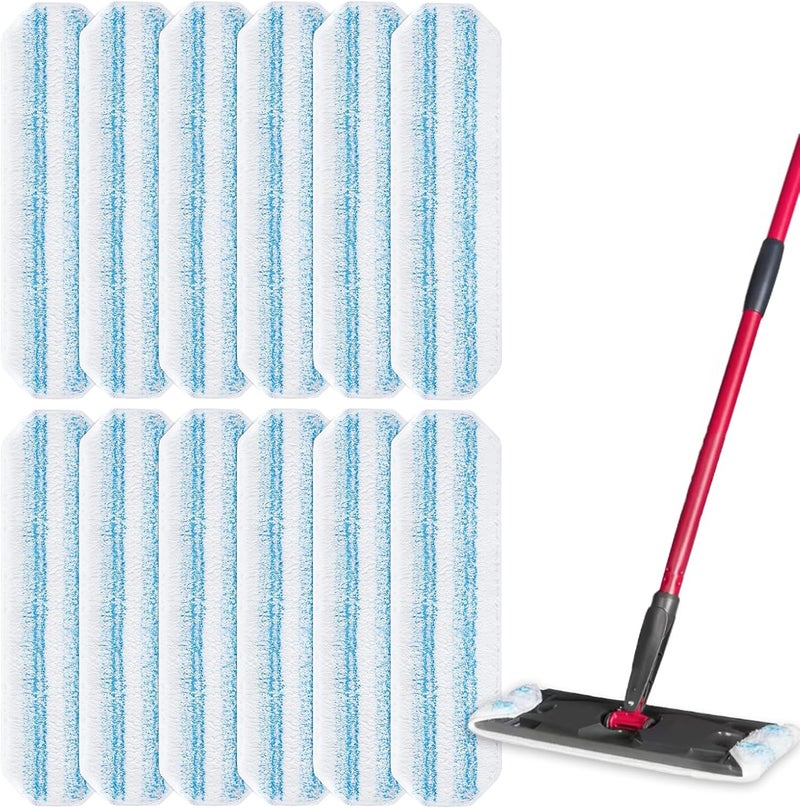 Geborn 12 Pack Microfiber Mop Pads Refill for O-Cedar H2prO Flat Mop System, Washable and Reusable Mop Replacement Heads for Floor Deep Cleaning, Mop Pad Refills for Wet and Dry Floor - Image 1
