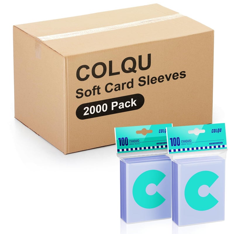 COLQU 2000ct Clear Card Sleeves for Trading Cards, Soft Baseball Sports Card Sleeves, Soft Plastic Protector Fit for MTG Game Standard Cards - Image 1