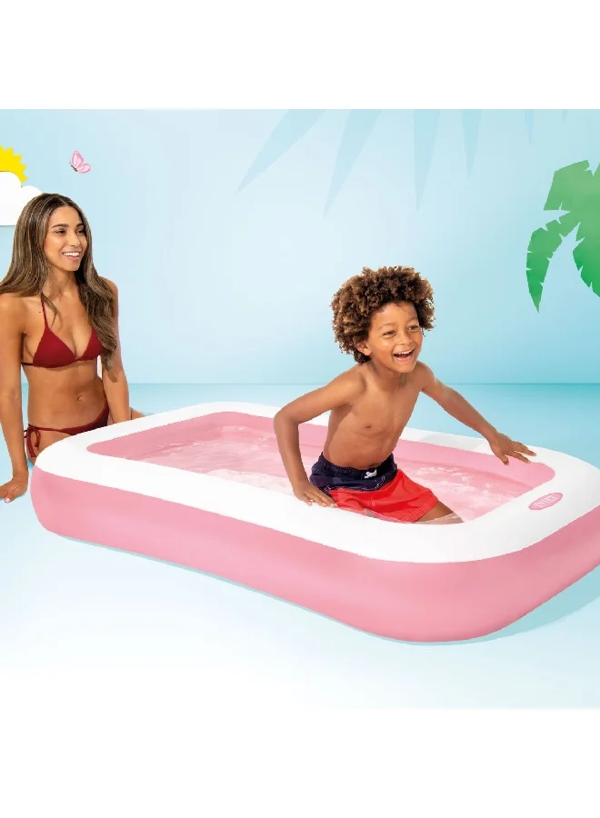 INTEX Durable Rectangular Inflatable Kiddie Swimming Pool Pink and White 25 x 100 x 166 cm INT58423