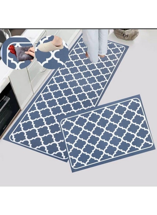 Home-Cloud حصائر مطبخ مطاطية مستطيلة من هوم كلاود مجموعة من 2 قطعة | غير قابلة للانزلاق، سجادات ناعمة ماصة للماء للمطبخ، وغسيل الملابس، والممرات | 120X40 سم، 40X60 سم | سمك 4 مم (أزرق فخاري) - Image 5