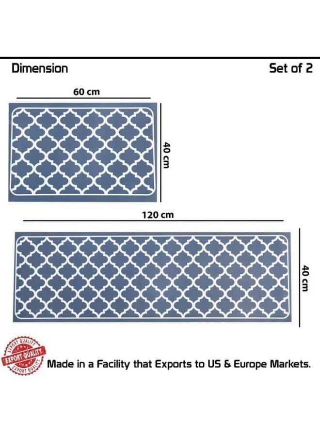 Home-Cloud حصائر مطبخ مطاطية مستطيلة من هوم كلاود مجموعة من 2 قطعة | غير قابلة للانزلاق، سجادات ناعمة ماصة للماء للمطبخ، وغسيل الملابس، والممرات | 120X40 سم، 40X60 سم | سمك 4 مم (أزرق فخاري) - Image 2