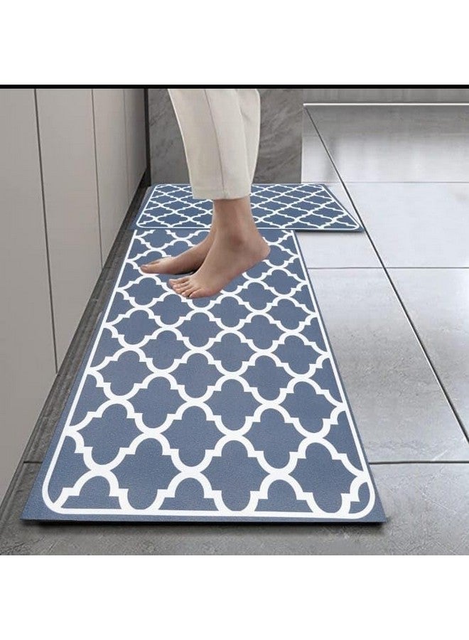 Home-Cloud حصائر مطبخ مطاطية مستطيلة من هوم كلاود مجموعة من 2 قطعة | غير قابلة للانزلاق، سجادات ناعمة ماصة للماء للمطبخ، وغسيل الملابس، والممرات | 120X40 سم، 40X60 سم | سمك 4 مم (أزرق فخاري) - Image 1