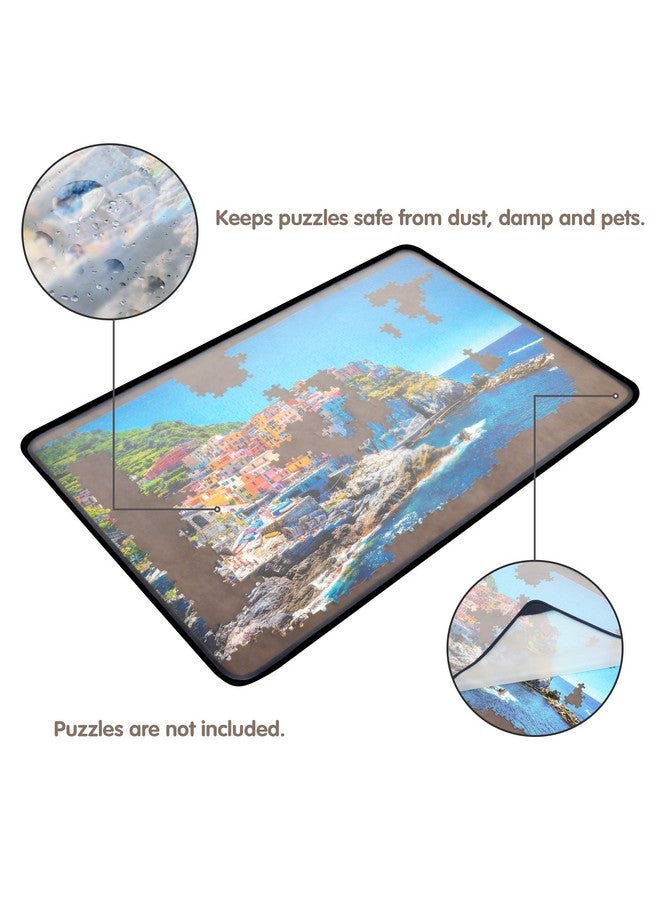 Tektalk Tektalk Jigsaw Puzzle Board Portable Puzzle Mat with Puzzle Dustproof Cover for Puzzle Storage Puzzle Saver, Non-Slip Surface, Up to 1000 Pieces (Gray) - Image 2
