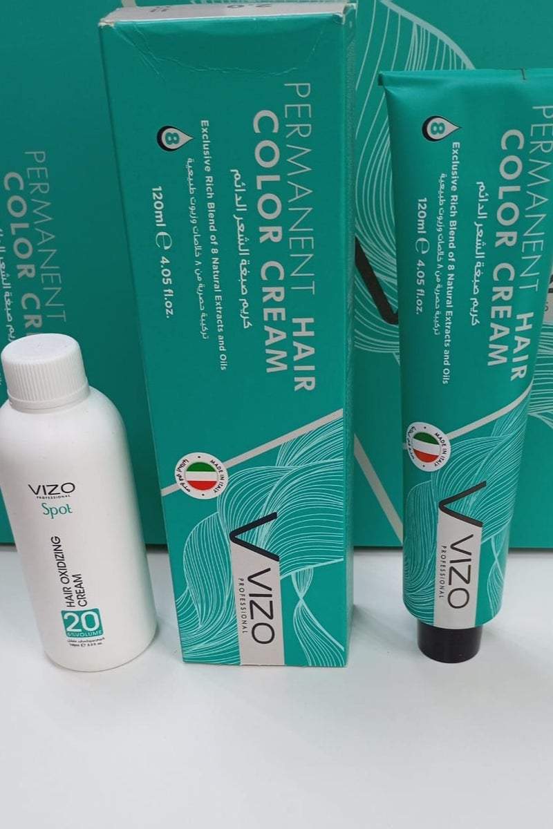 VIZO Permanent Hair Color Cream Blue Corrector intense with 20 vol.100ml Oxidizing - Image 1
