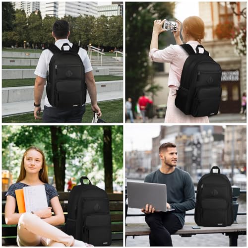 BIKROD Black Backpack for Men and Women, Backpack for School Teens Boys and Girls, Lightweight Casual High School Bookbag, Daily-use Travel Laptop Backpack with USB Charging Port Fits 17.3 Inch Notebook - Image 5