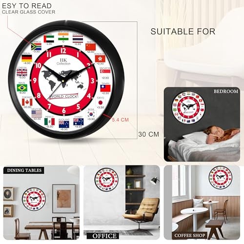 IIK Collection 12-Inch Designer Plastic Analogue Round Wall Clock for Home, Kitchen, Living Room, Bedroom, Office (30 Cm X 30 Cm X 6 Cm), Multicolor - Image 4