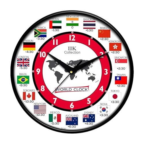 IIK Collection 12-Inch Designer Plastic Analogue Round Wall Clock for Home, Kitchen, Living Room, Bedroom, Office (30 Cm X 30 Cm X 6 Cm), Multicolor - Image 1