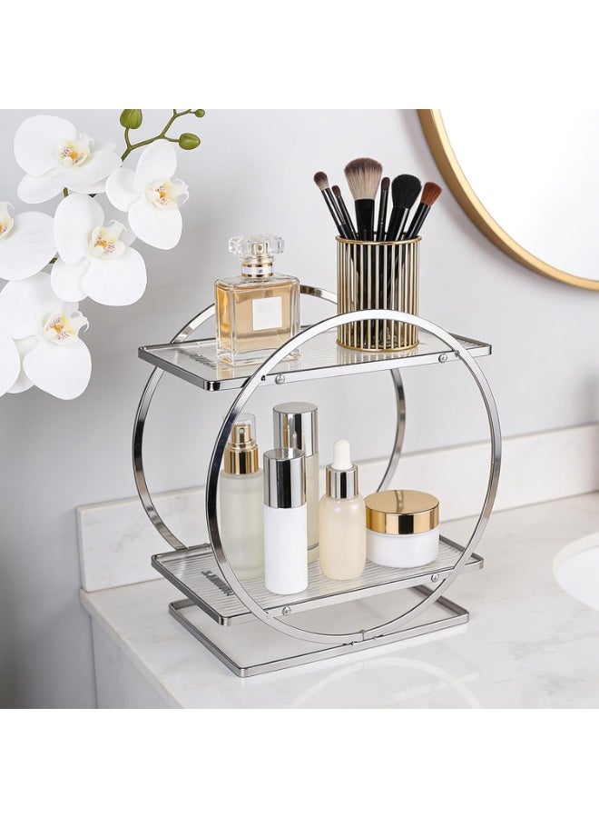 Bluejw 2 Tier Perfume Organizer for Dresser, Bathroom Counter Storage,Makeup Tray for Vanity, Skincare Cosmetic Display Holder - Image 1