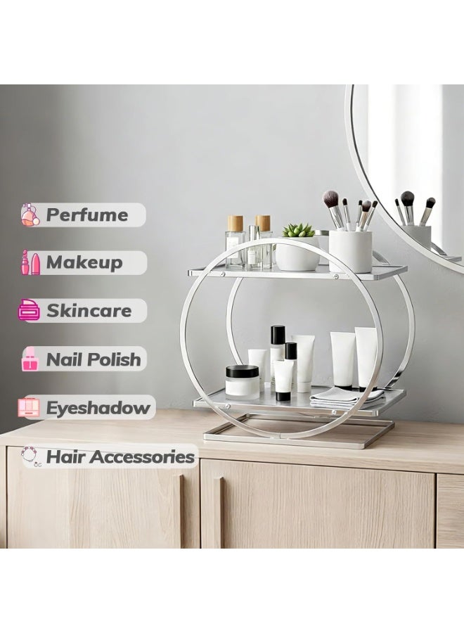 Bluejw 2 Tier Perfume Organizer for Dresser, Bathroom Counter Storage,Makeup Tray for Vanity, Skincare Cosmetic Display Holder - Image 4