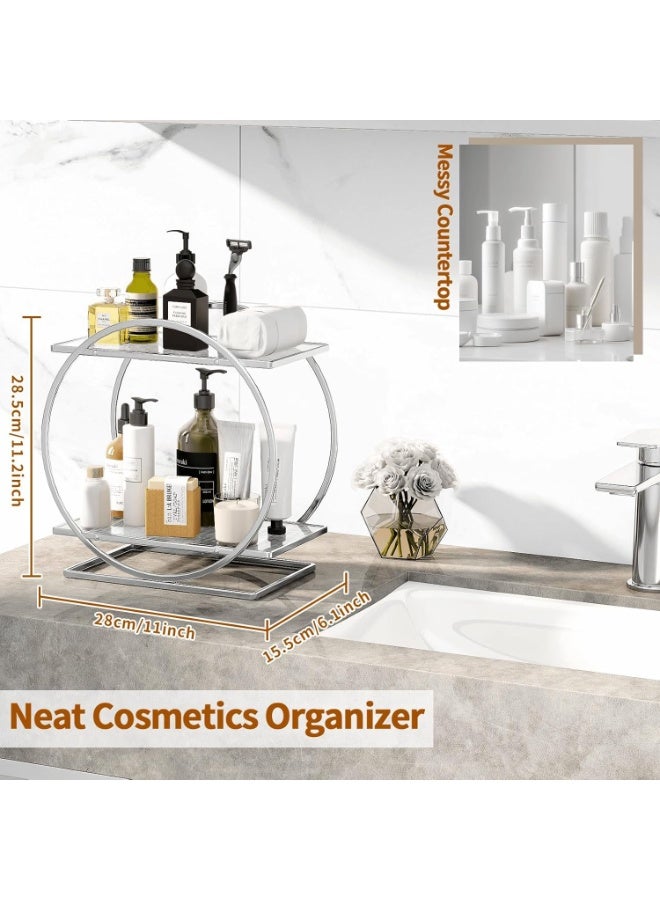 Bluejw 2 Tier Perfume Organizer for Dresser, Bathroom Counter Storage,Makeup Tray for Vanity, Skincare Cosmetic Display Holder - Image 2