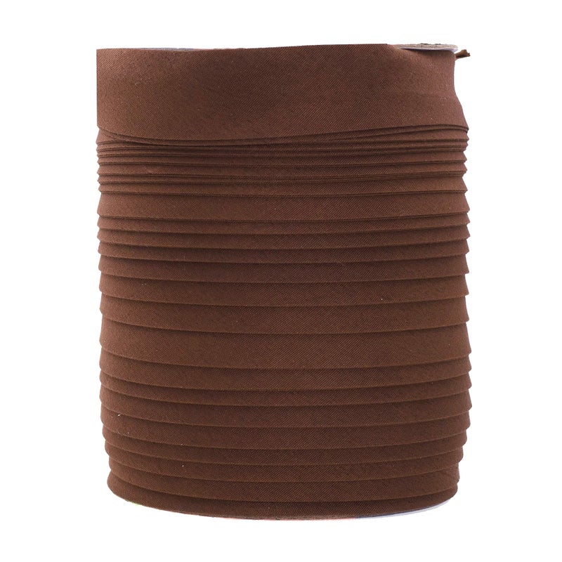 Mandala Crafts 55 Yards 1 Inch Brown Double Fold Bias Tape for Sewing - Bias Binding Tape for Quilting Binding, Hemming, Seam, and Fabric Piping