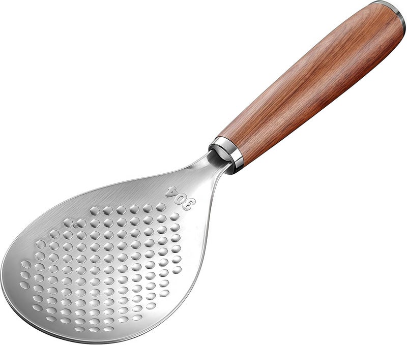 DOPMEP Stainless Steel Rice Paddle with Rosewood Handle, Stand Up Design, Non Stick Head - Image 1