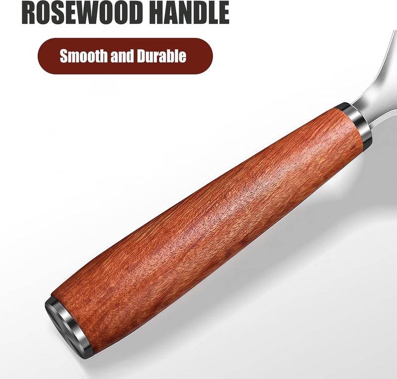 DOPMEP Stainless Steel Rice Paddle with Rosewood Handle, Stand Up Design, Non Stick Head - Image 4