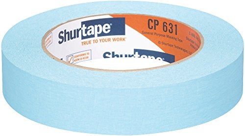 Shurtape CP 631 General Purpose Grade MediumHigh Adhesion Colored Masking Tape Social Distancing Marking 24mm x 55m Light Blue Case of 36 Rolls 164309 - Image 1