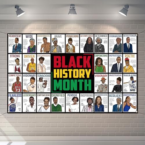 Buxiuer Black History Month Photo Booth Backdrop February Historical African American Heritage Decorations School Classroom Bulletin Board Decor (5.9×3.6ft) - Image 1