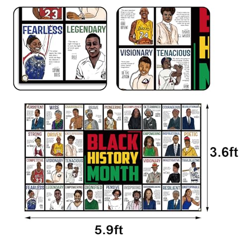 Buxiuer Black History Month Photo Booth Backdrop February Historical African American Heritage Decorations School Classroom Bulletin Board Decor (5.9×3.6ft) - Image 2