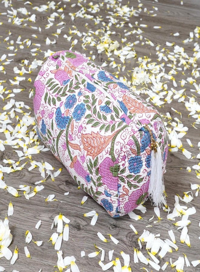 INDACORIFY Set of 3 Pieces Indian Cotton Floral Hand Block Print Toiletry Bag, Travel bag, Make up Pouch, Quilted Wash Bag, Shaving Kit, Vanity Case - Image 3