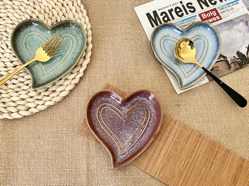 Rhobtyne Ceramic Spoon Rest for Stove Top, Heart Cute Spoon Rest for Kitchen Counter, Cooking Spoon Holder for Kitchen Counter, Utensil Rest Spatula Rest Ladle Holder Tong Rest (Retro Purple) - Image 3
