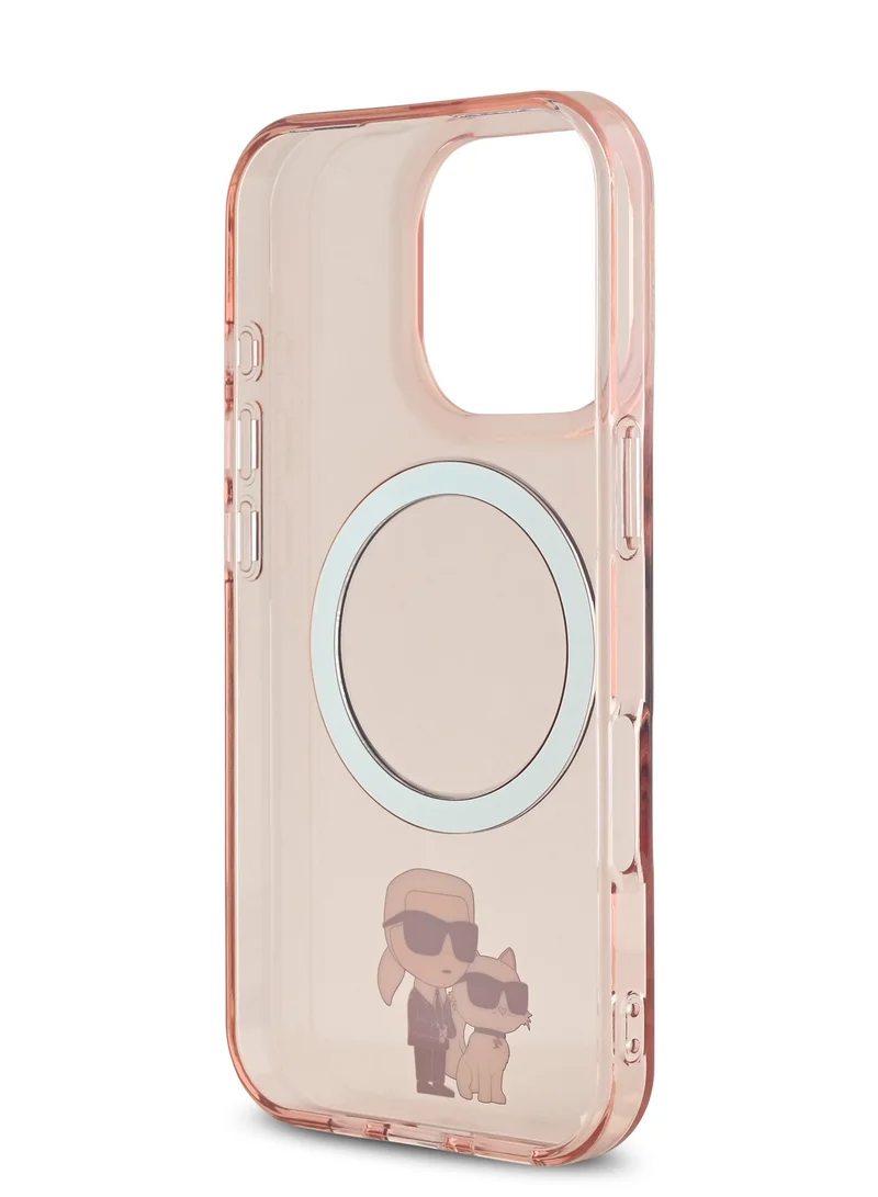 كارل لاغرفيلد جراب MagSafe لهاتف iPhone 16 Pro Max IML Hard Cover مع Nft Karl & Choupette / حماية من السقوط / تصميم نحيف / خفيف الوزن / سهل التركيب - وردي