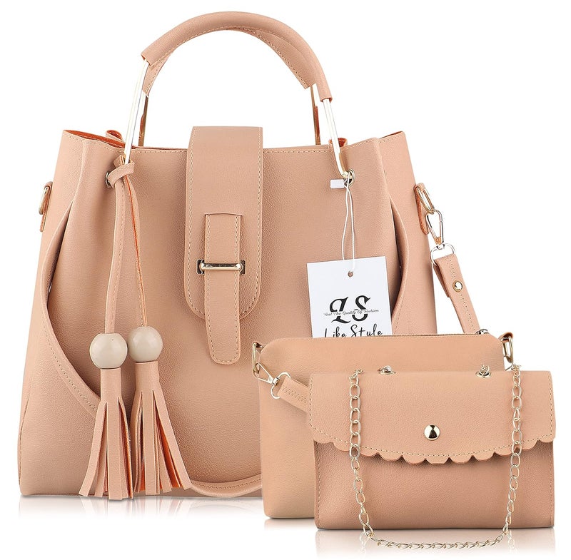 Like Style Women Hand Bags PU Rexine Flap Closure Casual Formal Ladies Shoulder Bag Pack of 3 - Image 1