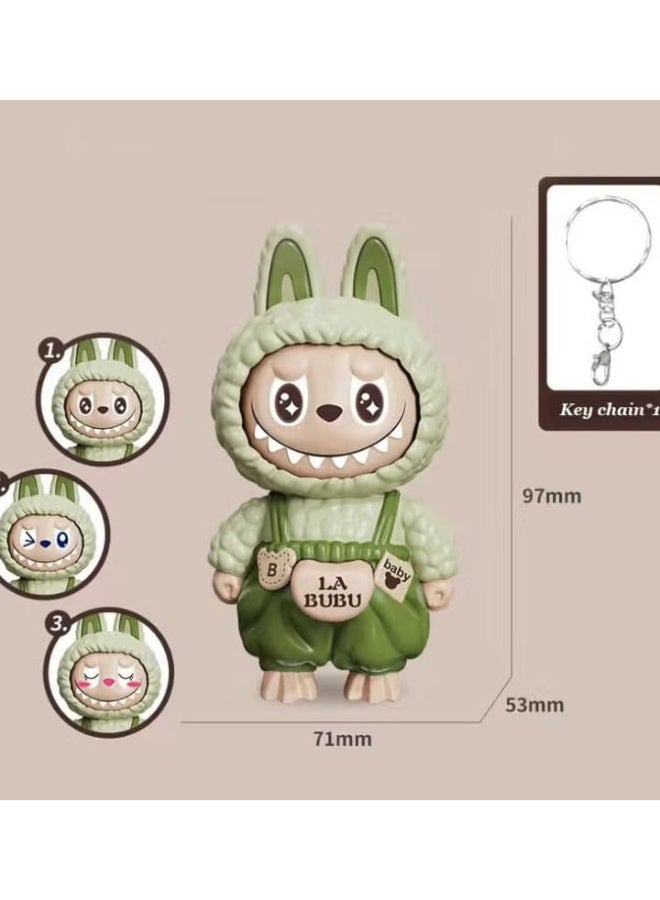 مونستر ميدالية "لا بوبو" بتعابير  وجه متغيرة مثالية لتزيين المفاتيح أو الشنط، خفيفة وسهلة الحمل هدية ممتعة لمحبي التصاميم الفريدة والدمى التفاعلية بتحريك الرأس، يظهر 3 تعبيرات مختلفة تضيف لمسة مرحة لأي مكان! - Image 1