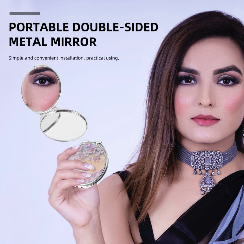 Pocket Mirror: Double Sided Cute Mini Folding Mirror Portable for Travel Makeup Purse Pocket Handbag for Women and Girls - Image 4