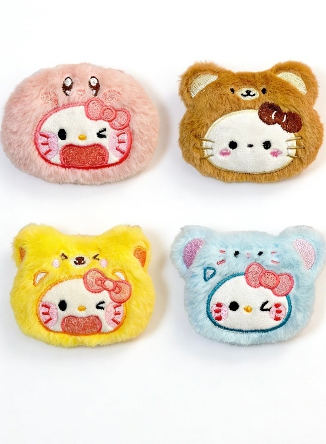 Sanrio 4 Packs of Hello Kitty Pendant Cute Plush Keychain Small Kawaii Cat Plush Bag Charm Backpack Accessories Soft Car Keychain - Image 1