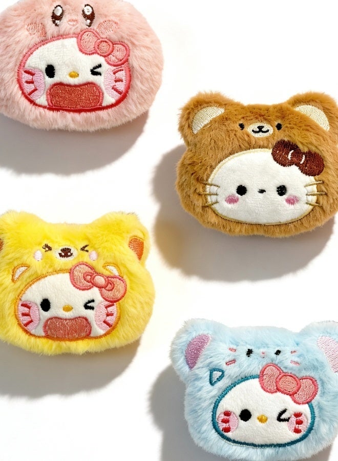 Sanrio 4 Packs of Hello Kitty Pendant Cute Plush Keychain Small Kawaii Cat Plush Bag Charm Backpack Accessories Soft Car Keychain - Image 2