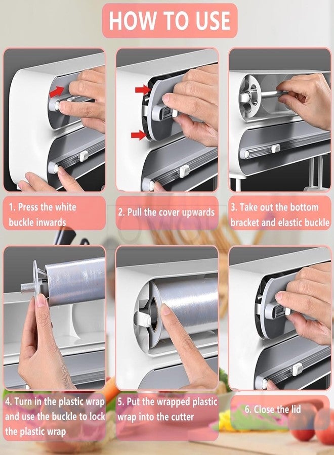 OVIOL Foil Paper Cutter and Holder, 3 in 1 Magnetic Aluminium Foil and Plastic Wrap Organizer with Paper Towel Holder, Compatible with Cling Film, Tin Foil and Wax Paper Dispenser (Dual Tone) - Image 5
