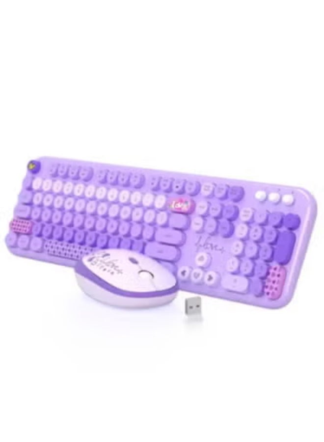 Wireless Keyboard and Mouse Set – Retro Full-Size Design with 104 Round Keys – Comfortable & Lightweight for Everyday Work and Study - Image 1
