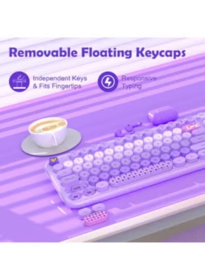Wireless Keyboard and Mouse Set – Retro Full-Size Design with 104 Round Keys – Comfortable & Lightweight for Everyday Work and Study - Image 3
