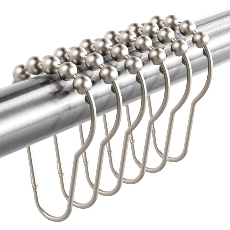 Titanker Shower Curtain Hooks Rings RustResistant Metal Shower Curtain Hooks for Bathroom Shower Rods Shower Hooks Shower Rings for Curtain  Set of 12 Matte Nickel