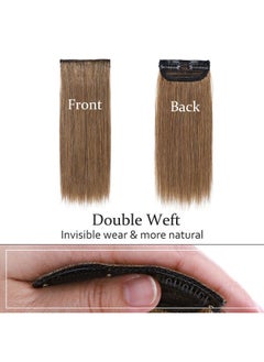 SEGO Short Hair Extensions Clip in Human Hair 8 Inch Hairpiece Human Hair Toppers for Women With Thinning Hair Adding Hair Volume -1 Pcs 12g #06 Light Brown  - Image 2