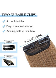 SEGO Short Hair Extensions Clip in Human Hair 8 Inch Hairpiece Human Hair Toppers for Women With Thinning Hair Adding Hair Volume -1 Pcs 12g #06 Light Brown  - Image 3