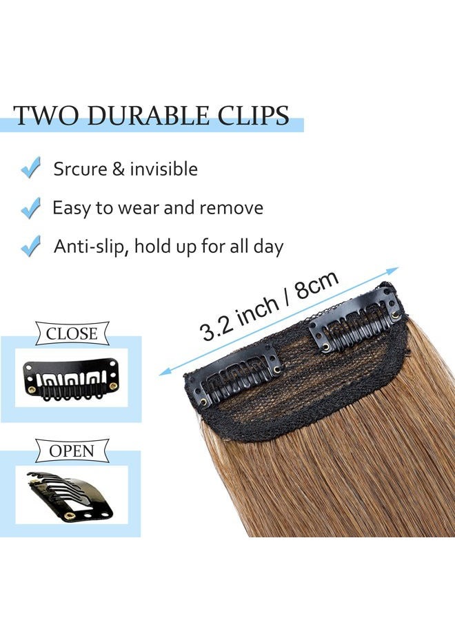 SEGO Short Hair Extensions Clip in Human Hair 8 Inch Hairpiece Human Hair Toppers for Women With Thinning Hair Adding Hair Volume -1 Pcs 12g #06 Light Brown - Image 3