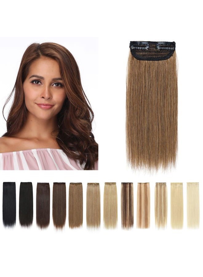 SEGO Short Hair Extensions Clip in Human Hair 8 Inch Hairpiece Human Hair Toppers for Women With Thinning Hair Adding Hair Volume -1 Pcs 12g #06 Light Brown - Image 1