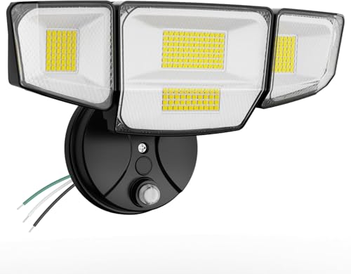 Abovizo 90W Flood Lights Outdoor, 10000LM Dusk to Dawn Outdoor Lighting, IP65 Waterproof, 6500K Daylight, 4 Heads LED Security Light for Garage, Yard, Porch (Black) - Image 1