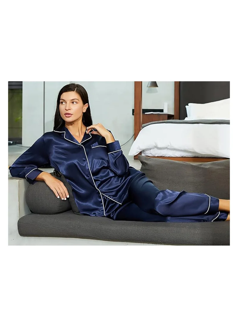 Caprisious Caprisious Women's Full Sleeve Silk Satin Pajama Set - Ultra Soft and Comfortable Nightwear for a Luxurious and Restful Sleep, Perfect for Relaxing Evenings and Cozy Nights