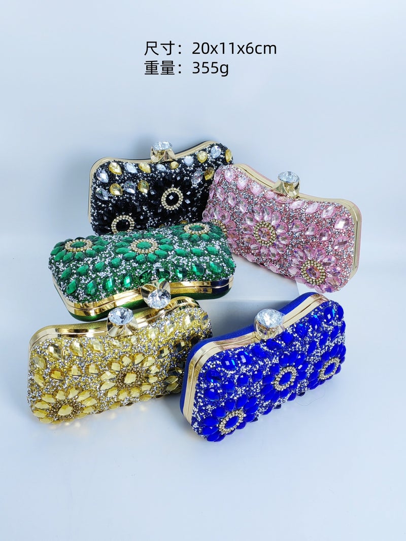 2025 Fashion Clip Bag High-Grade Diamond-Encrusted Women'S Evening Bag Banquet Party Wedding Bride Bag - Image 2