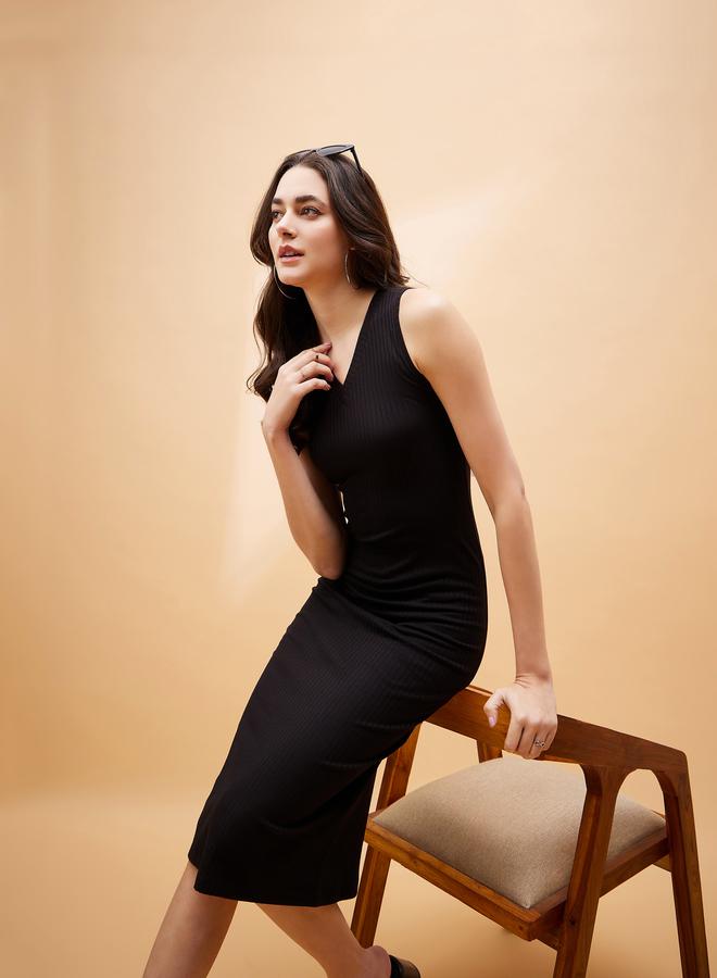 SASSAFRAS Ribbed Sleeveless Dress - Image 2