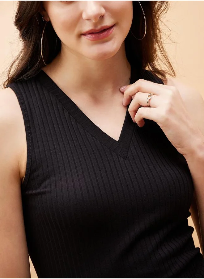 ساسافراس Ribbed Sleeveless Dress