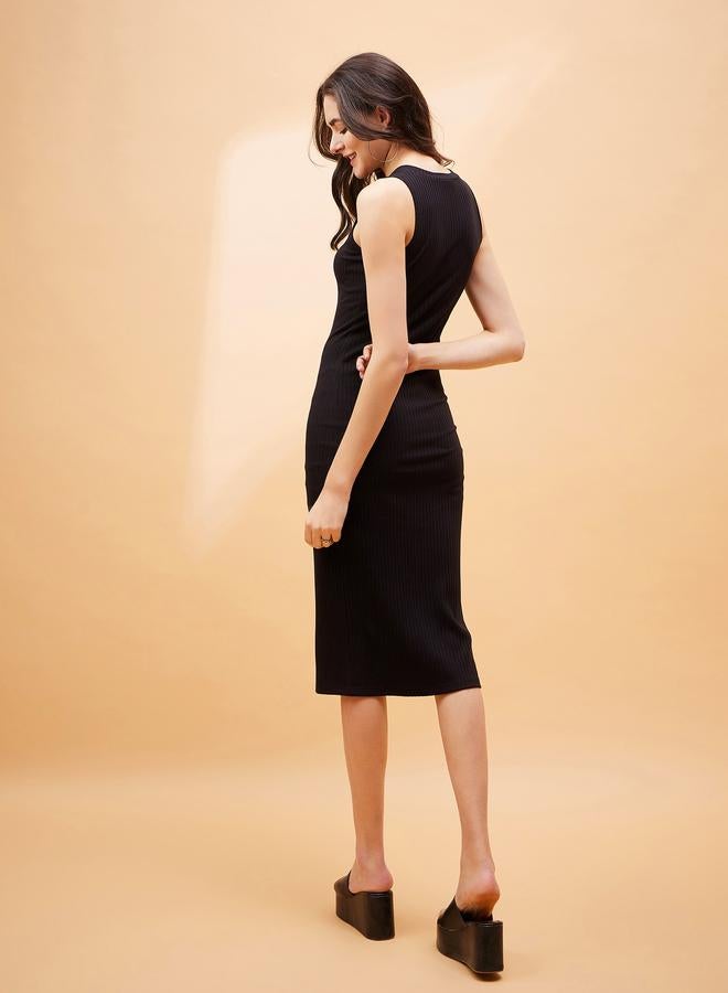 SASSAFRAS Ribbed Sleeveless Dress - Image 5