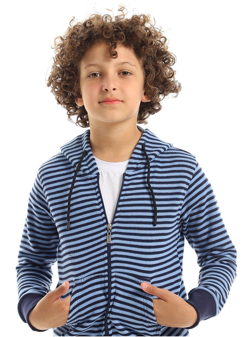 Caesar - Boys Striped Hoodie With Zipper - Image 1